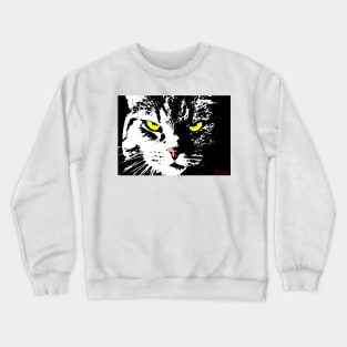 ANGRY CAT POP ART - BLACK WHITE YELLOW Crewneck Sweatshirt